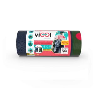 Торби за смет viGO! с ластик,  60 L, 54х62 cm, 8 бр., Черен