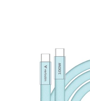 Кабел Verbatim Sync & Charge SoftTouch USB-C to C cable 100W 120 cm - Blue