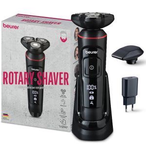 Машинка за бръснене Beurer MN8X rotary shaver, 360° flexible shaver head, Magnetic fixation, LED display, Waterproof (IPX7), Quick-charge function  (10 min OT; 5 min CT), Incl. charger and storage station, protective cap and cleaning brush
