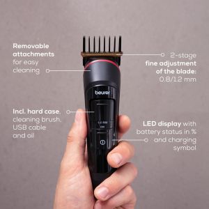 Машинка за подстригване Beurer MN9X body groomer, 11 attachments with 16 cutting lengths for trimming and shaving on the entire body, Waterproof (IPX7),  Quick-charge function, LED display, Incl. practical hard case