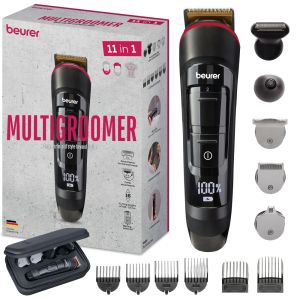 Машинка за подстригване Beurer MN9X body groomer, 11 attachments with 16 cutting lengths for trimming and shaving on the entire body, Waterproof (IPX7),  Quick-charge function, LED display, Incl. practical hard case