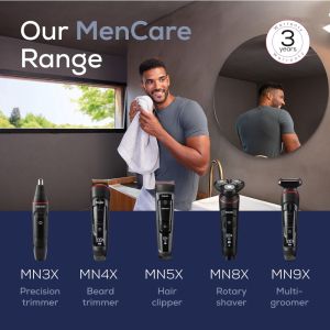 Машинка за подстригване Beurer MN4X beard styler, 2 Attachments, slim titanium contour blade, Battery and mains operation, LED display, 10 cutting lengths, 2 comb attachments with length adjustment: 3-7 and 8-12 mm,Water-resistant