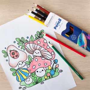 Цветни моливи Bluering Шестоъгълни, 6 цвята