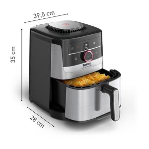 Уред за здравословно готвене Tefal EY572DE1 Easy Fry XL SMART & SILENCE, stainless steel, 5L (1.2kg, 6 portions), 1550W, dual zones, detachable front, 8 automatic programs