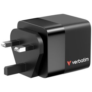 Зарядно устройство Verbatim Mini GaN Charger 65W 2 Port retractable cable display US plugs with EU and UK adaptors