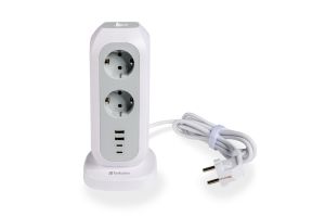 Разклонител Verbatim EUPT-01 EU Power Tower 11 AC with 2 x USB-C / 2 x USB-A