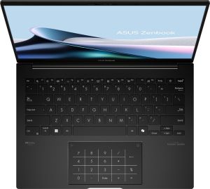 Лаптоп Asus Zenbook UM3406GA-QD246WNA, AMD Ryzen 7 445 ,2.0GHz (14MB Cache, up to 4.6GHz, 6 cores, 12 Threads), 14.0 OLED WUXGA(WU) 1920X1200 16:10,LPDDR5X 16GB ( on board ),512GB  SSD G4, Windows 11,  Jade Black, Sleev, no adapter