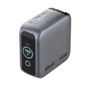 Зарядно устройство Verbatim Mini GaN Charger 100W with Display + 100W USB-C to USB-C Cable (Charger and Data transfer) Grey