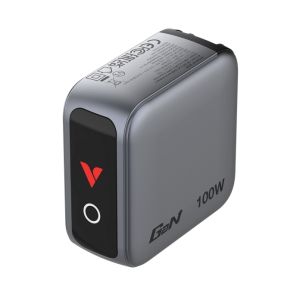 Зарядно устройство Verbatim Mini GaN Charger 100W with Display + 100W USB-C to USB-C Cable (Charger and Data transfer) Grey