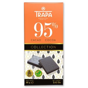 Шоколад Trapa, 95% какао, веган, без глутен, 80гр.