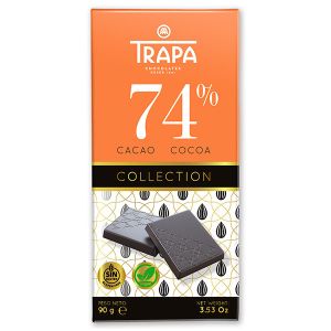 Шоколад Trapa, 74% какао, веган, без глутен, 90гр.