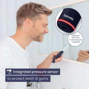 Електрическа четка за зъби Beurer TB 50 Electric toothbrush; Integr. pressure sensor; 3 cleaning programs; 45 days Battery life; 2-min timer; Oscillating, pulsating, brushing technology; Incl. charger, USB cable with adapter, storage box & CBH; black