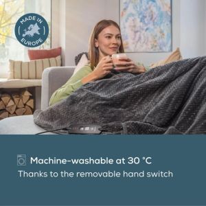 Термоподложка Beurer HD 65 Dark Grey Heated Overblanket; Soft and cuddly surface; 3 temperature;auto switch-off 3 hours; removable switch; washable at 30°, Oko-Tex 100; 180(L)x130(W)cm