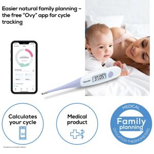 Термометър Beurer OT 20 BasalControl Basic - Ovulation thermometer; Suitable for oral & vaginal measurements; Can be disinfected, Waterproof, Measuring time: Up to 3 minutes