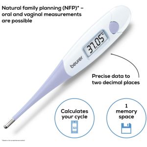 Термометър Beurer OT 20 BasalControl Basic - Ovulation thermometer; Suitable for oral & vaginal measurements; Can be disinfected, Waterproof, Measuring time: Up to 3 minutes