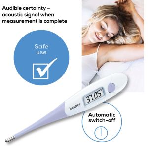 Термометър Beurer OT 20 BasalControl Basic - Ovulation thermometer; Suitable for oral & vaginal measurements; Can be disinfected, Waterproof, Measuring time: Up to 3 minutes