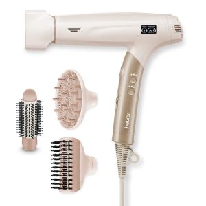 Сешоар Beurer HC 150 FusionDry Pro Hair dryer - Powerful, brushless motor, Ergonomic folding handle, Ion function, 3 heat & blower settings, cold air, Extra quiet, EasyClick - Magnetic attachments, LCD display, Bag
