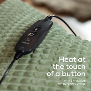 Термоподложка Beurer HD 72 Waffle Sage Green Heated overblanket; Soft and cuddly surface; Machine-washable at 30°C; 3 temp. settings; 1.7kg. Lightweight blanket