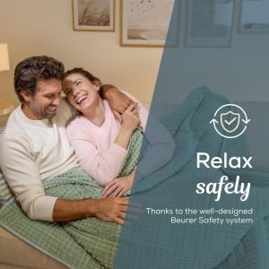 Термоподложка Beurer HD 72 Waffle Sage Green Heated overblanket; Soft and cuddly surface; Machine-washable at 30°C; 3 temp. settings; 1.7kg. Lightweight blanket