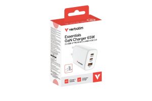 Зарядно устройство Verbatim Essentials GaN Charger 65W EU plug White