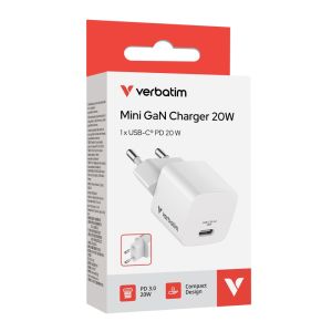 Зарядно устройство Verbatim Mini GaN Charger 20W EU plug