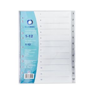 Разделител Bluering PP A4, 1-12 Сив