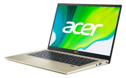 Лаптоп Acer Swift 3X, SF314-510G-538Y, Intel Core i5-1135G7 (up to 4.2Ghz, 8MB), 14" FHD IPS NarrowBoarder, HD Cam, 8GB DDR4, 512GB PCIe SSD, Intel Iris Xe Graphics, TPM, Wi-Fi 6ax, BT, KB Backlight, FPR, Win 10 Pro, Gold