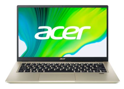 Лаптоп Acer Swift 3X, SF314-510G-538Y, Intel Core i5-1135G7 (up to 4.2Ghz, 8MB), 14" FHD IPS NarrowBoarder, HD Cam, 8GB DDR4, 512GB PCIe SSD, Intel Iris Xe Graphics, TPM, Wi-Fi 6ax, BT, KB Backlight, FPR, Win 10 Pro, Gold+Acer 256GB SSD PCIe