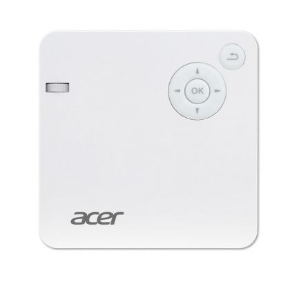 Мултимедиен проектор Acer Projector C202i, LED, FWVGA (854x480), 300 ANSI Lumens, 5000:1, HDMI/MHL x1, USB, WiFi, Headphone out, DC Out (5V/1A usb) x1, build-in battery, Ultra-light 350g, White